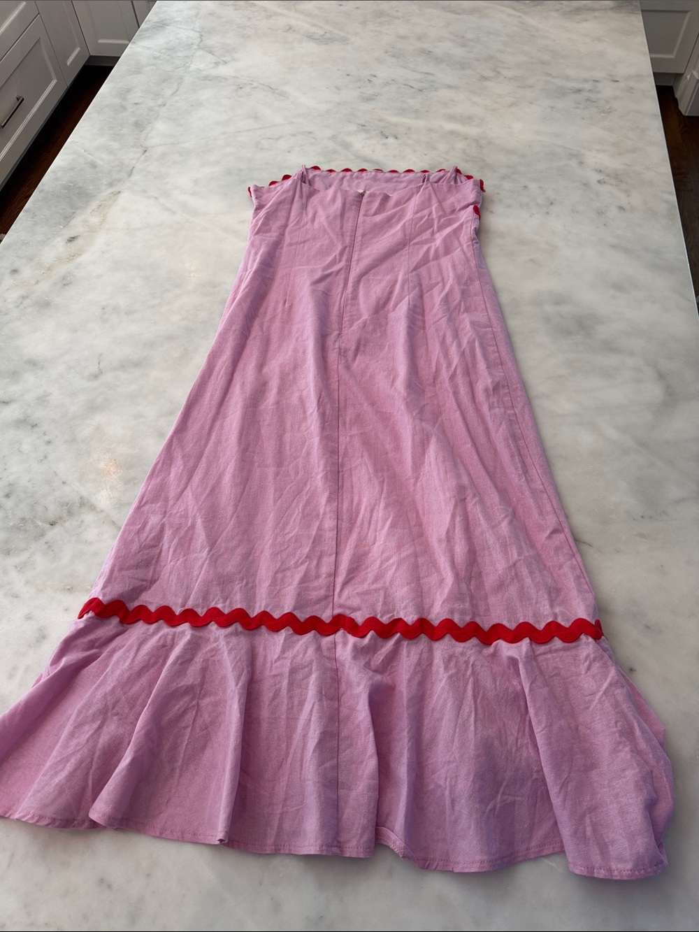 Women’s Pink Dress with Red Trim - Picture 3 of 3
